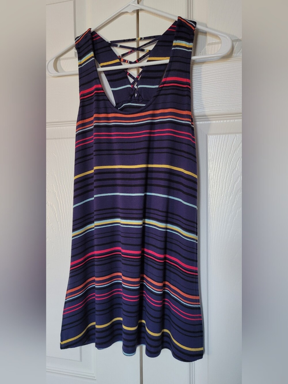 Maurices 24/7 Multicolor Tank Top w/ Criss-cross Back Neck